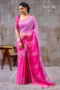 Luxe Pink Chinon Saree with Jaribooti Embroidery | Rachil 1345 | Pranjal Premium