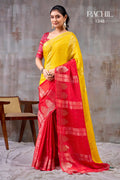 Aurelia Yellow & Red Chinon Saree with Jaribooti Embroidery | Rachil 1346 | Pranjal Premium