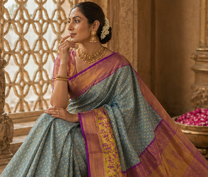 Handloom Bridal Kanchipuram Pattu Silk Saree | Pranjal Premium